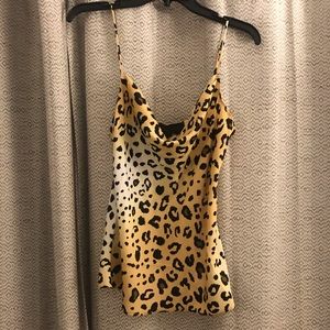 Kendall & Kylie Cheetah print silk spaghetti top